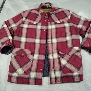 Levi Strauss Co Jacket Men XL Red Plaid Full Snap Trucker Worker‎ Pockets
